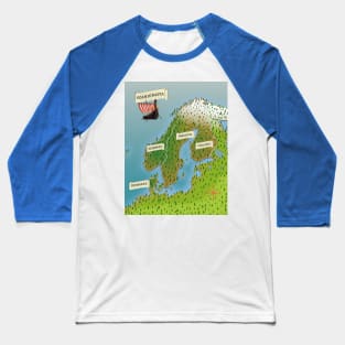 Map Of Scandinavia Baseball T-Shirt